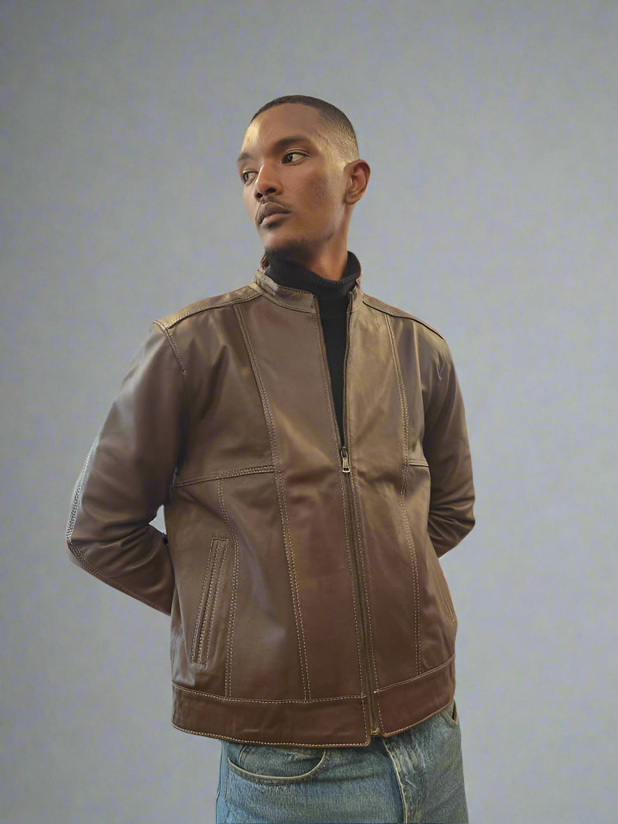 Men’s Brown Leather Jacket – Timeless Classic with Versatile Design